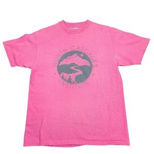 Vtg North Cascade Institute T-Shirt Pink Large Single Stitch Hanes